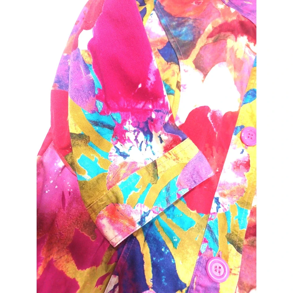 Coldwater Creek Women's Loud Colorful Button Jacket Blazer Petite Sz PL Unlined